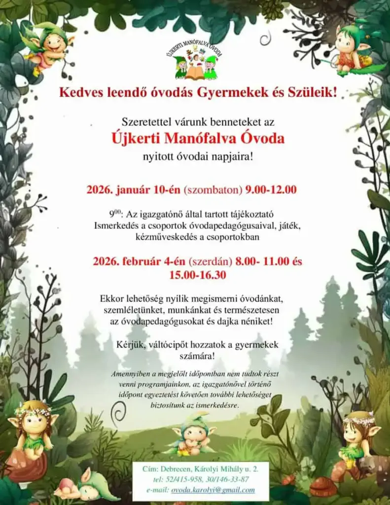 Újkerti Manófalva Óvoda nyílt nap az óvodában